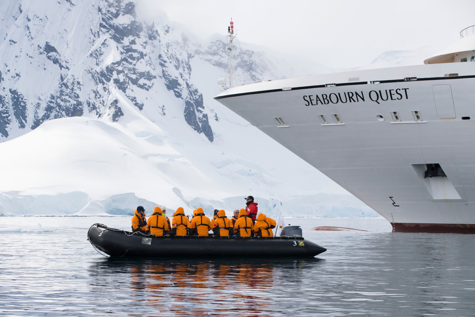 Seabourn Quest Zodiacs in Paradise Harbor Antarctica